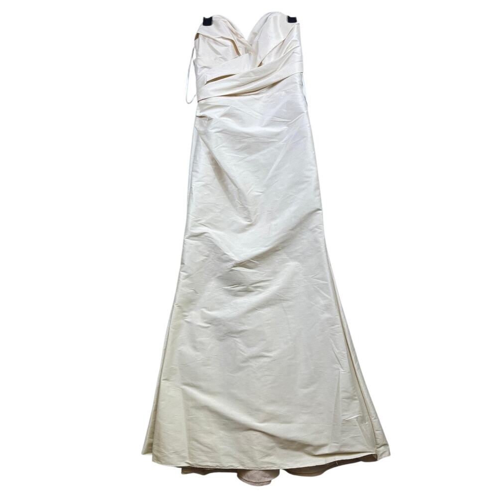 Jim Hjelm Dress Womens Size 10 Beige Satin Strapless Sweetheart A Line Gown Long